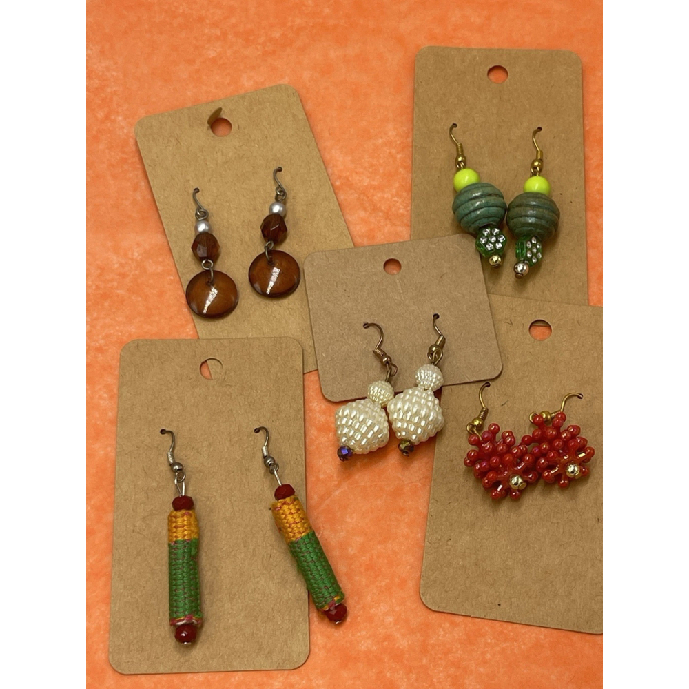 Earrings Lot/5 Multi Color Petite Boho Tribal Gold & Silver Tone Hooks 1-1.5”